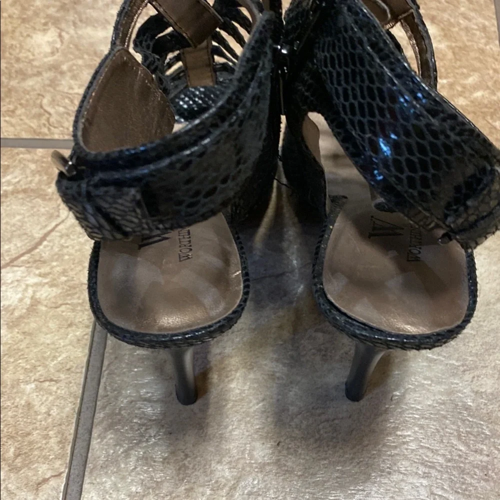 Black Strappy Stiletto Heels 6.5 Summer Night Club Dark Romance Coquette